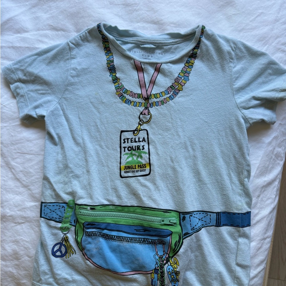 Stella McCartney Kids Light Blue Graphic Tee Distressed style Size 6